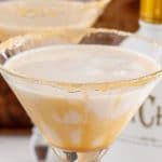 Creamy cocktail in a martini glass.