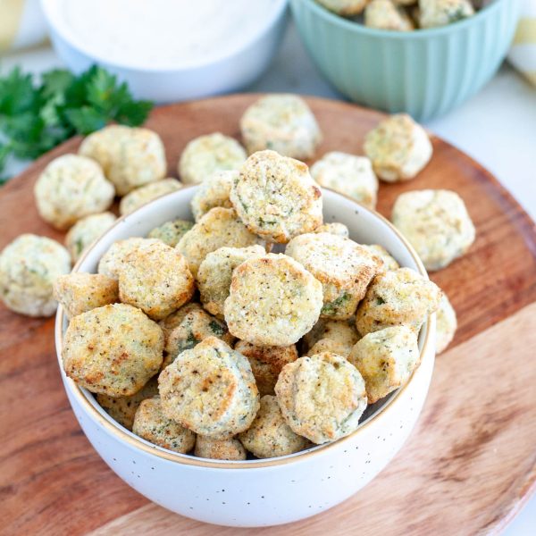 Bowl of fried okra.