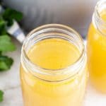 Jar of chicken stock.