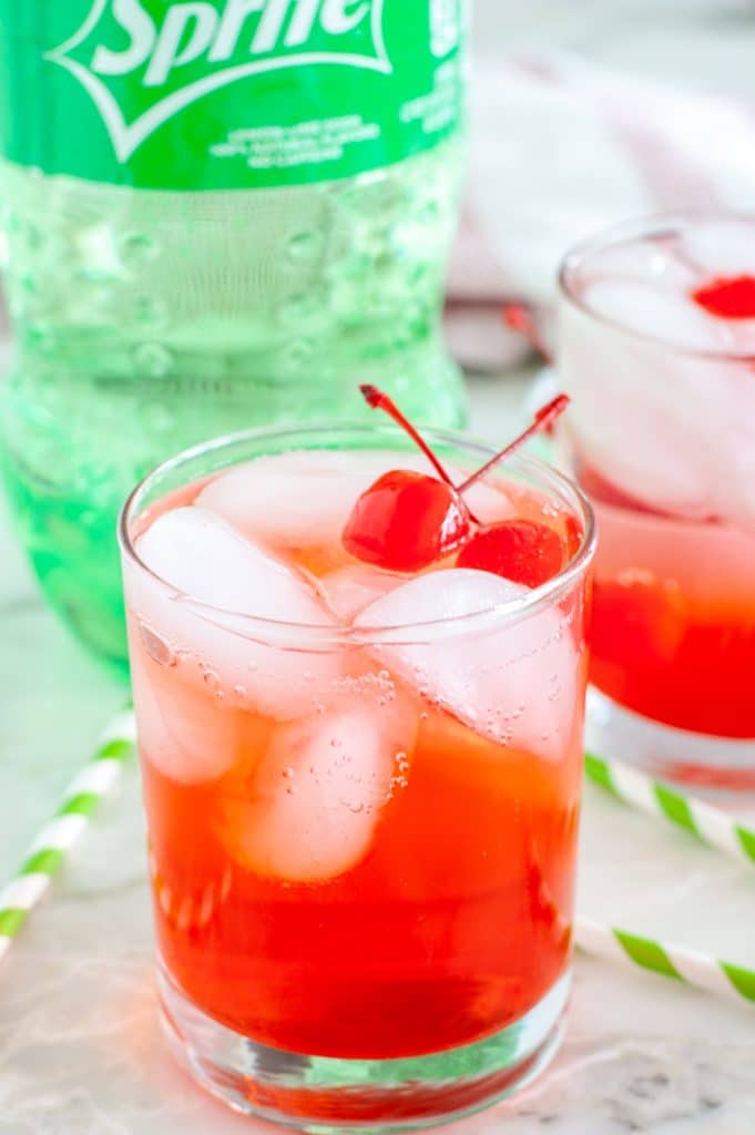 Glass with soda and grenadine. 