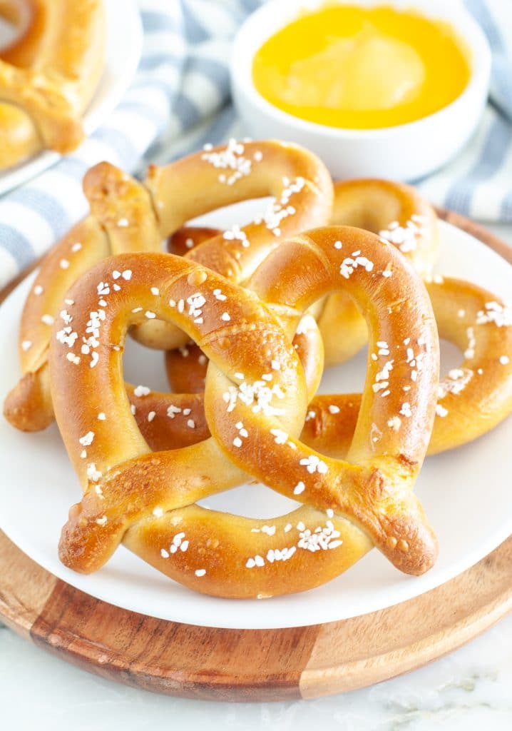 Pretzel on a plate.