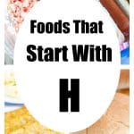 Ham, hash browns, hot dogs, and hamburger.