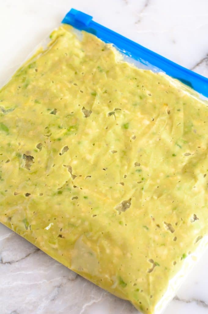 Freezer bag with guacamole. 