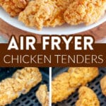 Fried chicken tenders in an air fryer.