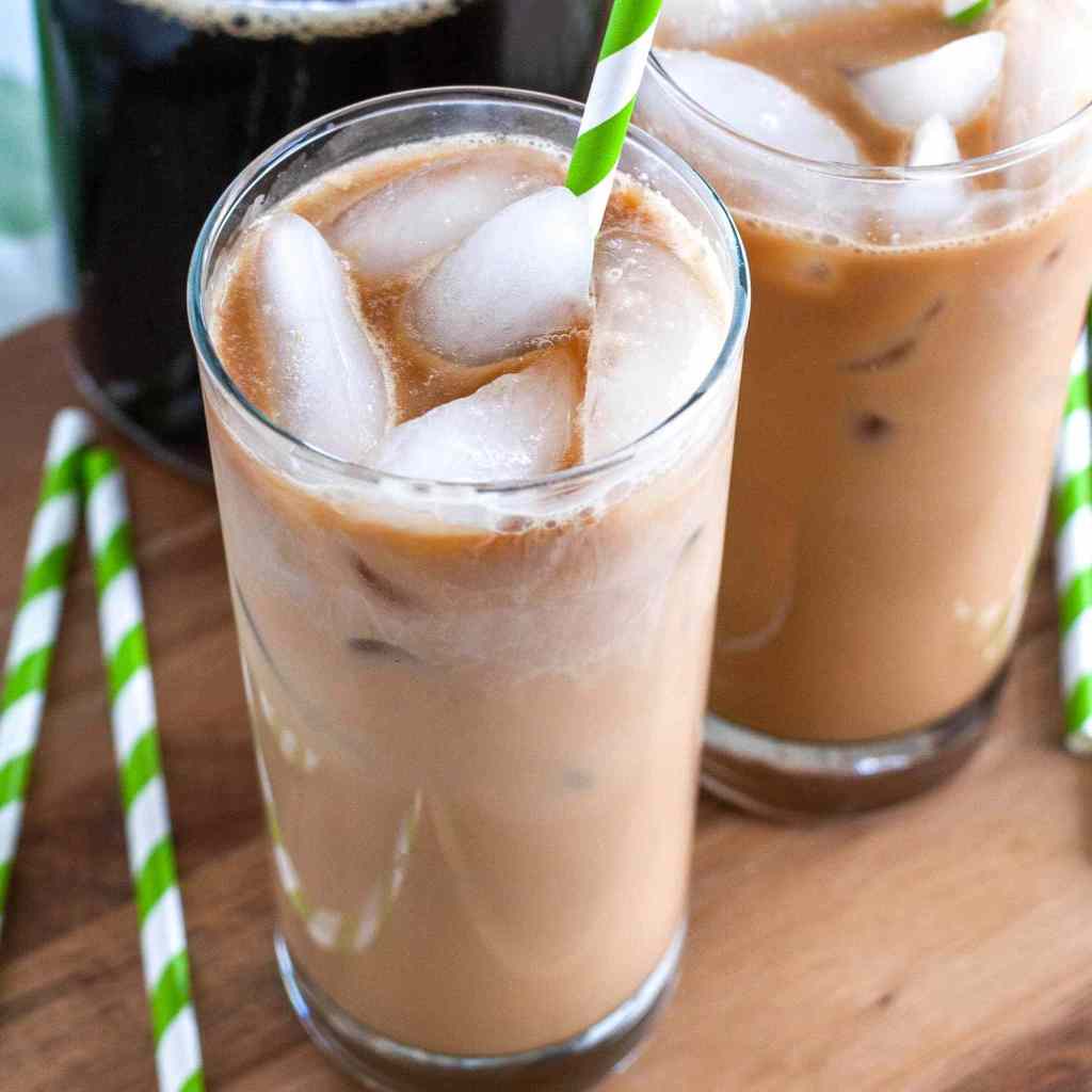 Glass of iced latte. 