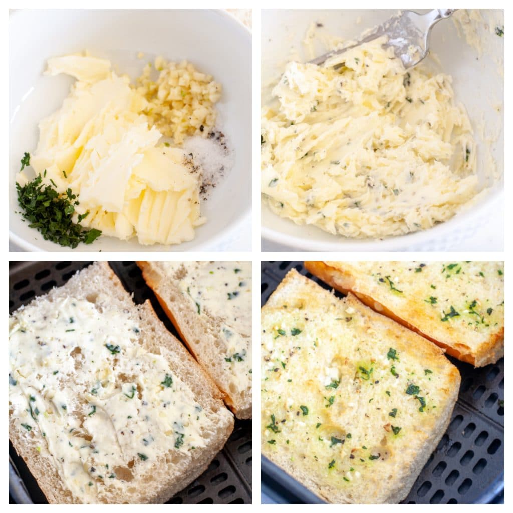 Buttered bread in air fryer. 