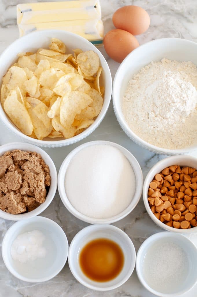 Ingredients for potato chip cookies.