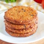 Stack of cooked veggie burgers.