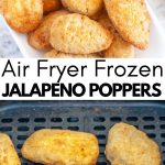 Jalapeno poppers in an air fryer basket.