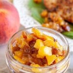 Chutney in a clear jar.