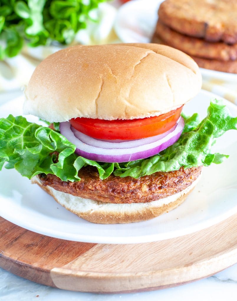 Burger on a plate. 