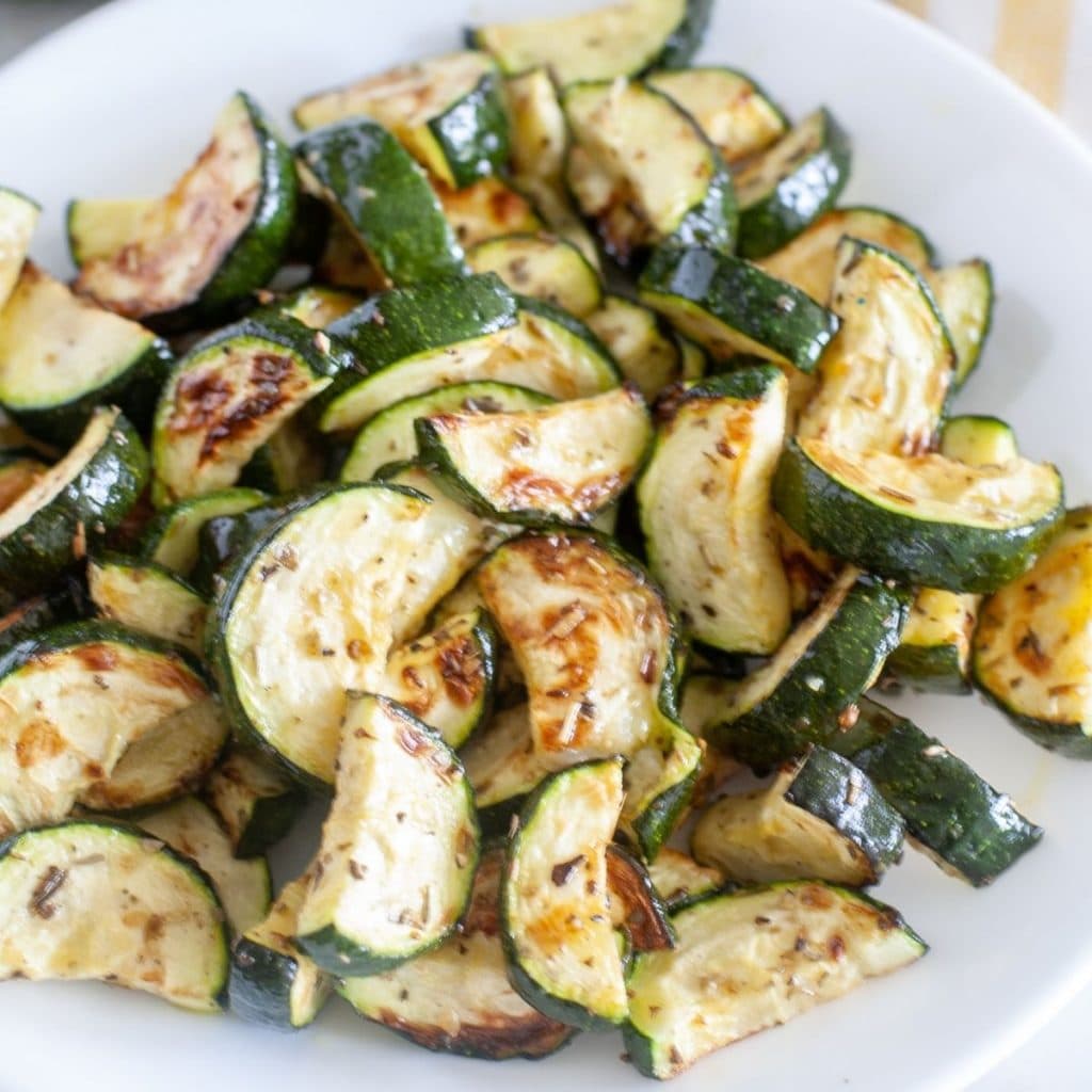 Plate of roasted zucchini.