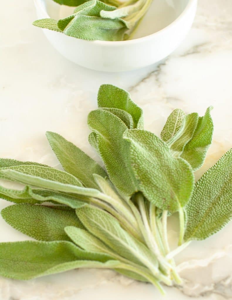 Fresh sage on a table.