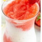 Frozen drink in a large glass.