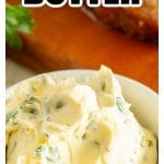 Bowl of butter and steak.