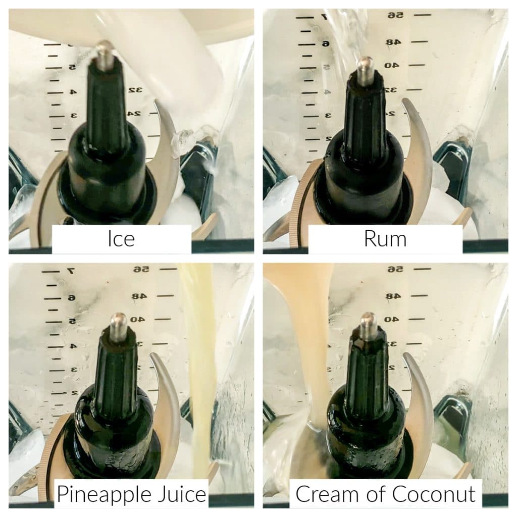 Ice and pinapple juice in blender. 