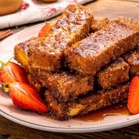 Stack of french toast sticks.