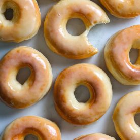 Donuts on a table.