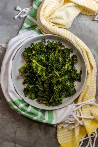 Kale chips on a plate.