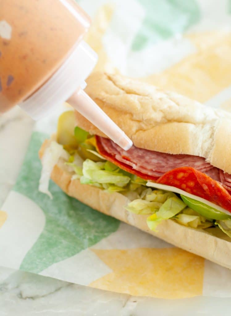 Sandwich with sauce.