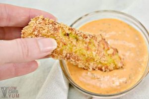 Fried pickle in sauce.