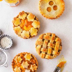 Mini pies on a table.