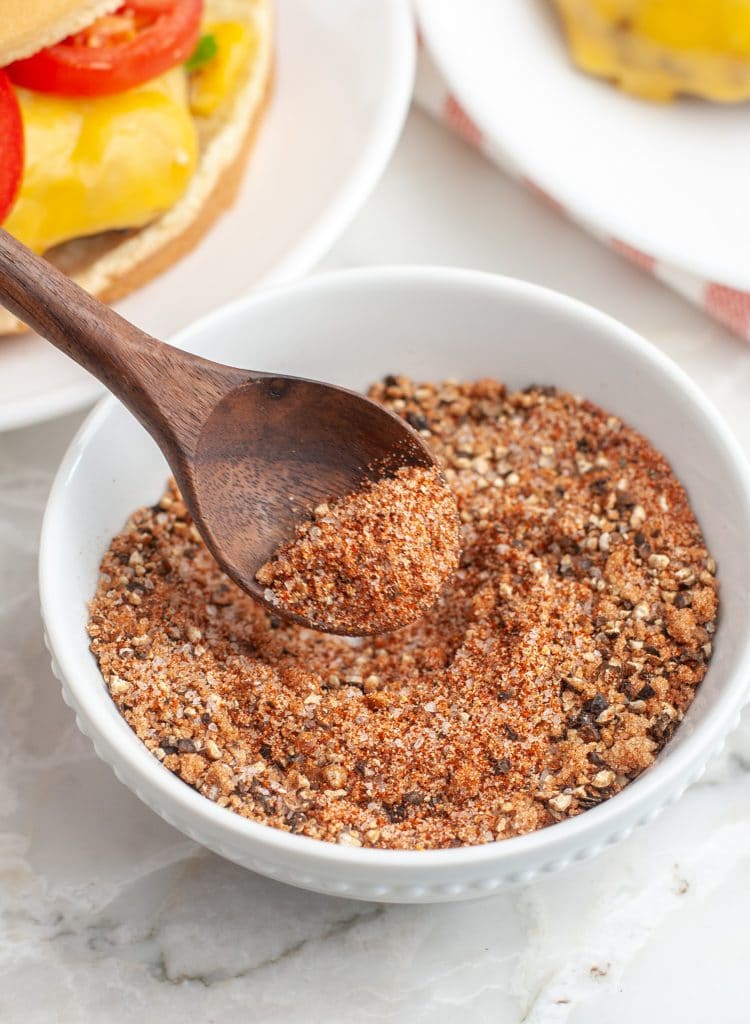 Spoon in a bowl of spices.