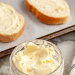 Jar with whipped butter.