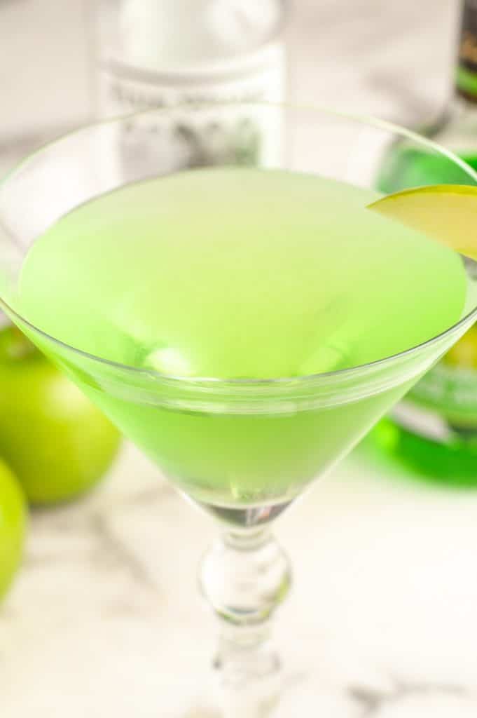 Green apple martini made with fresh granny smith apples!