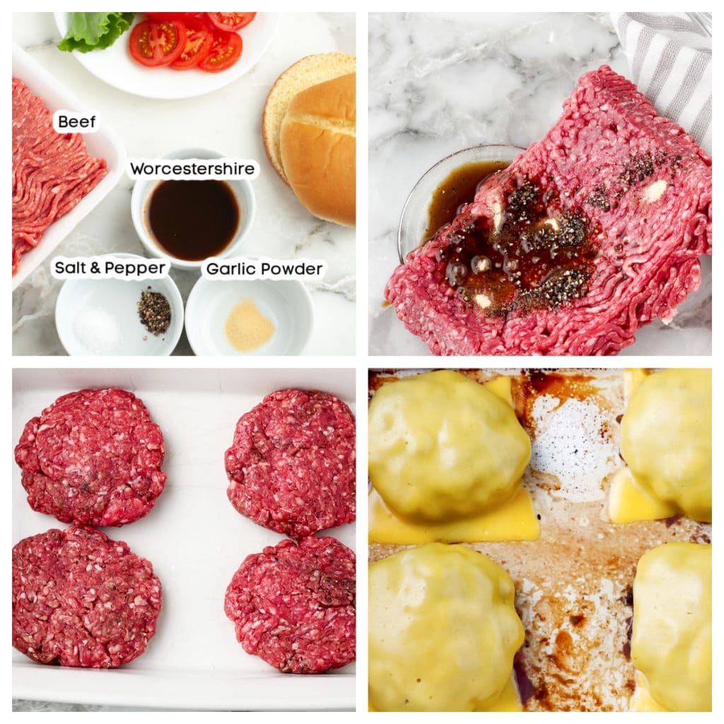 Ground beef in hamburger patties.