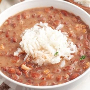 Bowl of beans and rice.