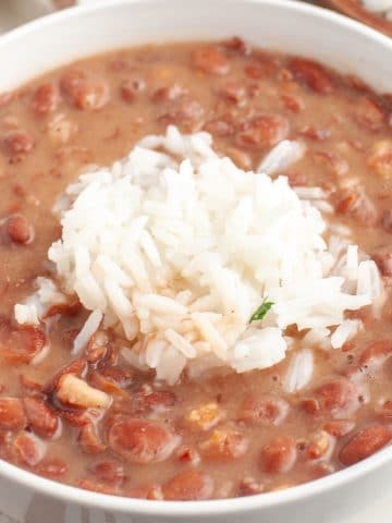 Bowl of beans and rice.