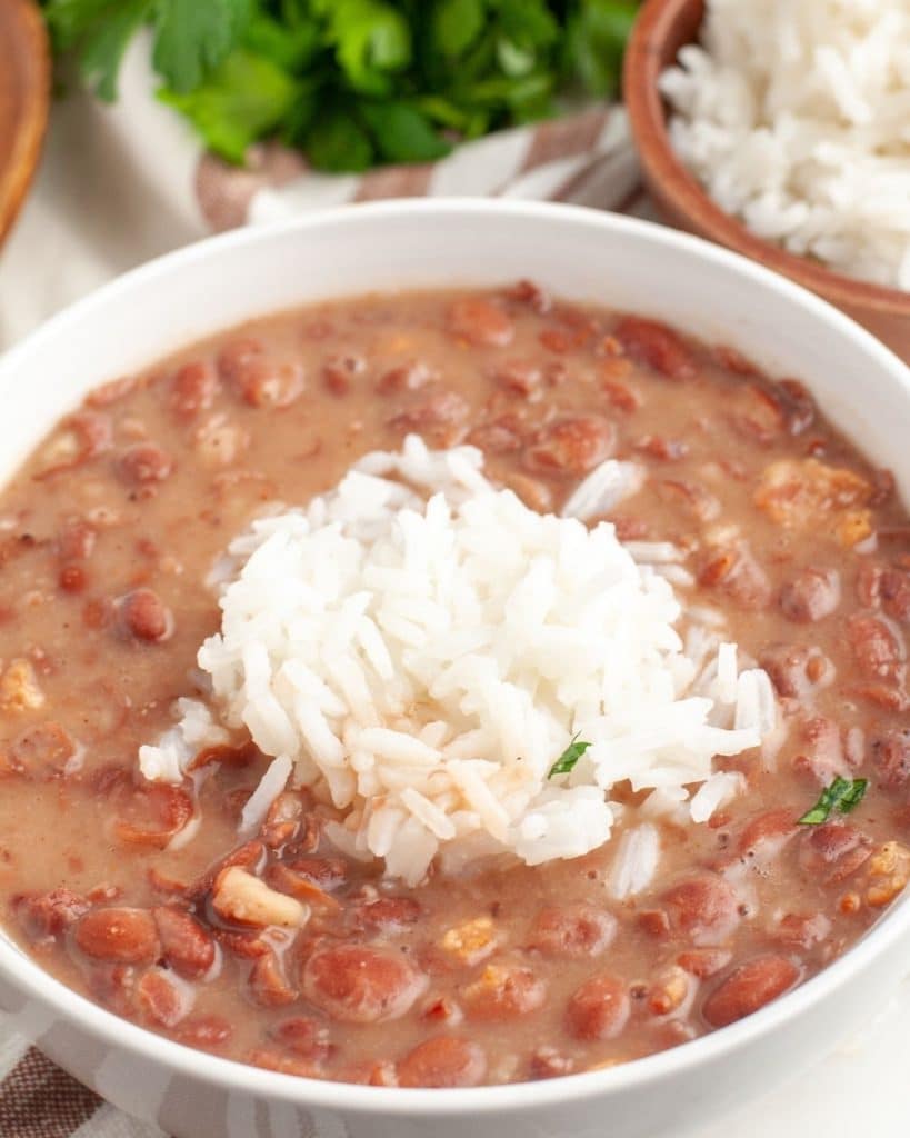 Rice and beans in a bowl. 
