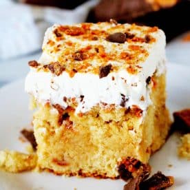 A edge piece of butterfinger cake