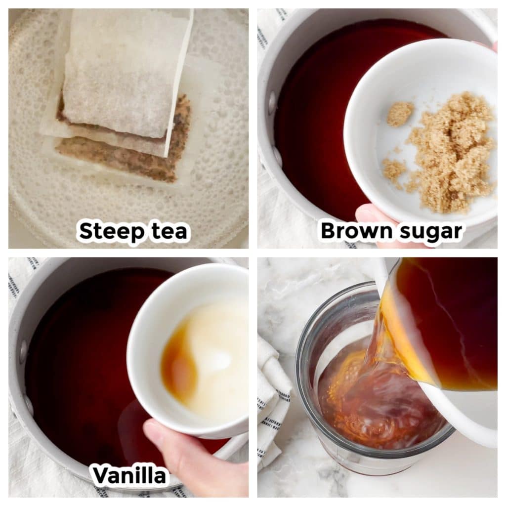 Pot of water, sugar and vanilla.