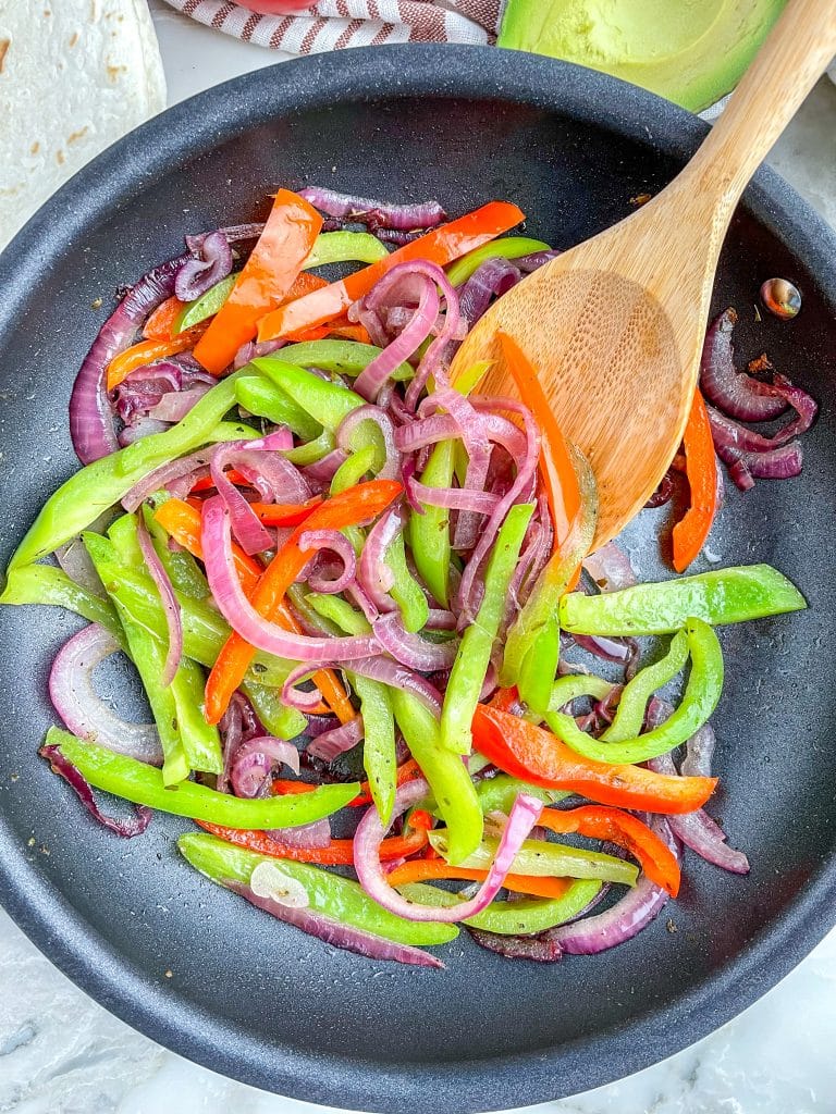 Pan of cooked vegetables.