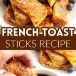 Plate of french toast sticks.