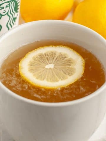 Cup of hot tea with lemon.