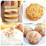 Banana bread, muffins, cream dip, cookies.