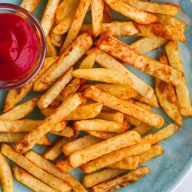 Plate of homemade french fries.