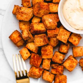 Plate of crispy tofu.