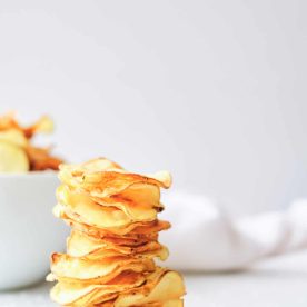 Stack of potato chips.