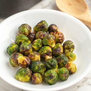 Bowl of roasted brussel sprouts.