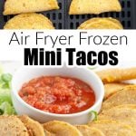 Mini tacos in air fryer basket.