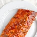 Plate of BBQ ribs.