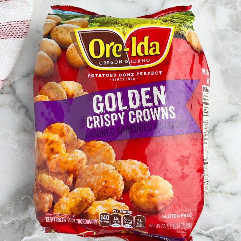 Bag of Ore-Ida Crispy Crowns.