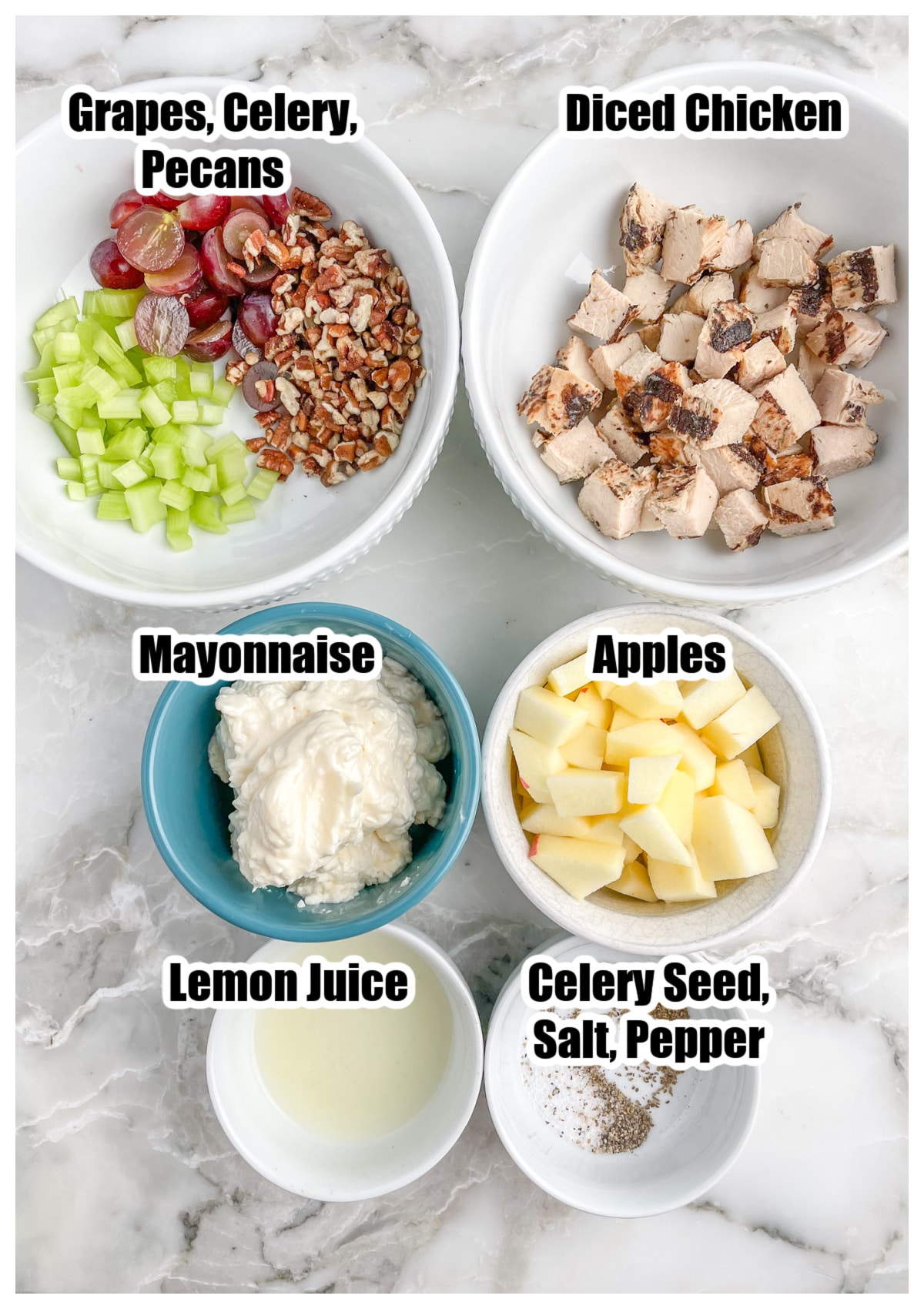 Copycat Arby's Chicken Salad - Food Lovin Family 3 Diced apples in a bowl with a spatula.