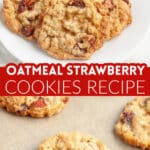 Plate of oatmeal strawberry cookies.