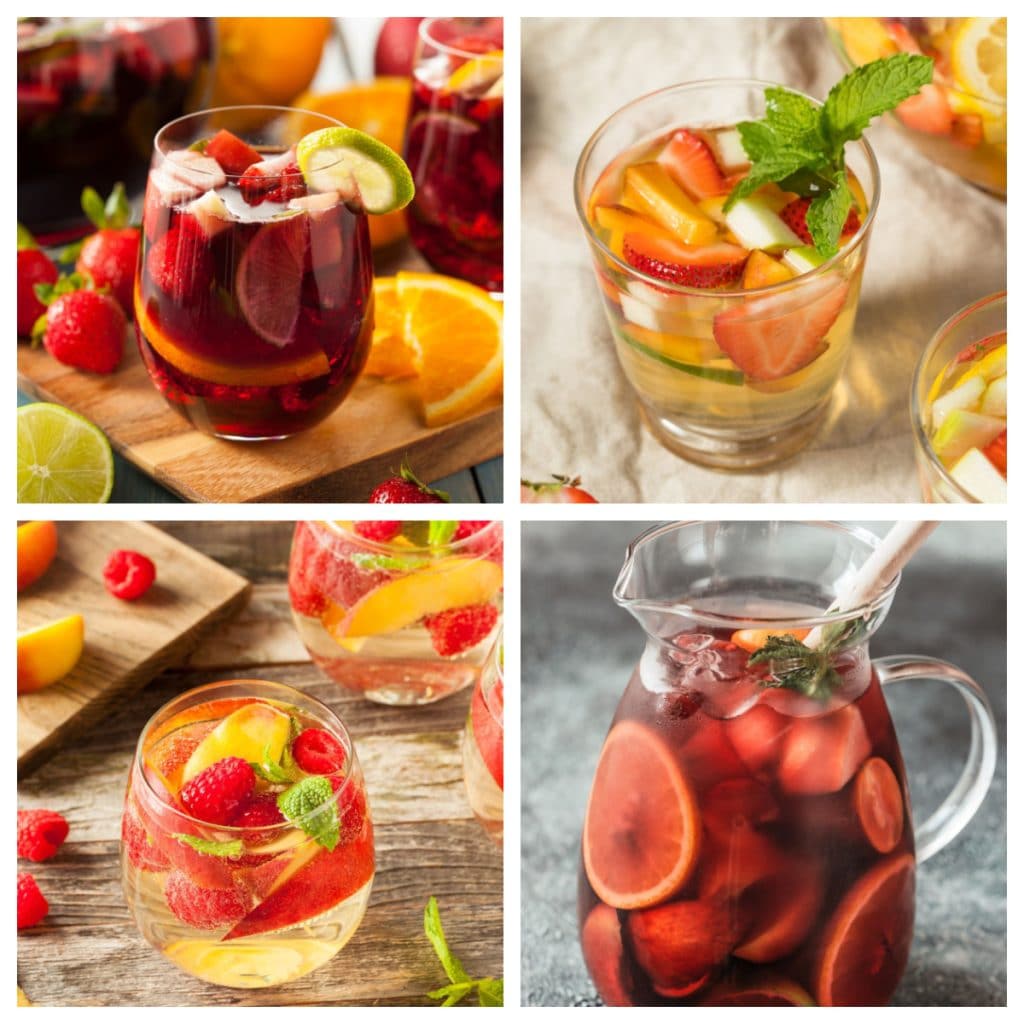 Glasses or red and white sangria.