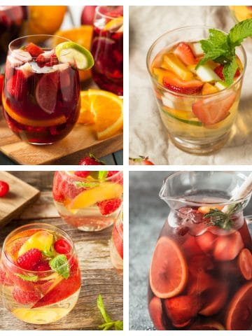 Glasses or red and white sangria.
